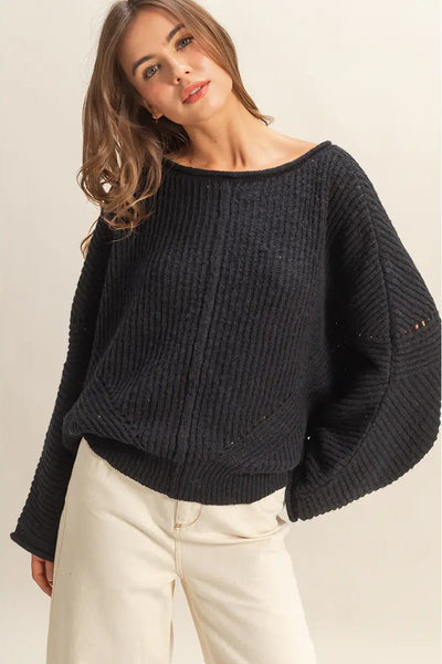 Ribbed Drop Sleeve Sweater