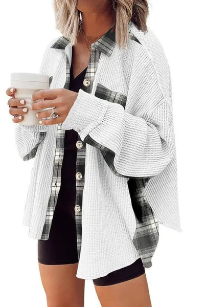 Plaid Waffle Shacket