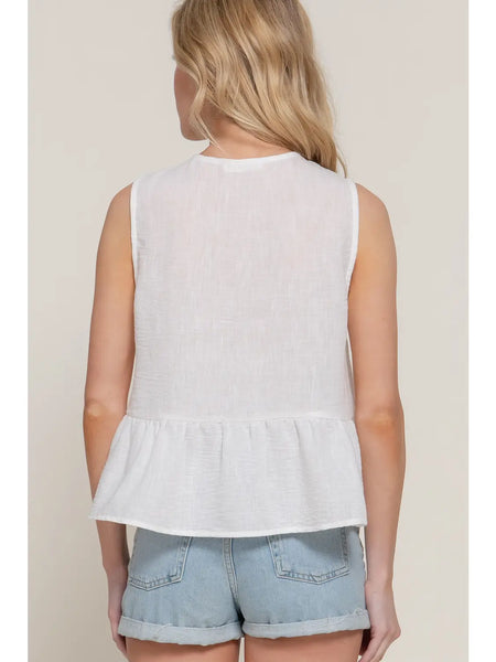Front Bow Linen Top