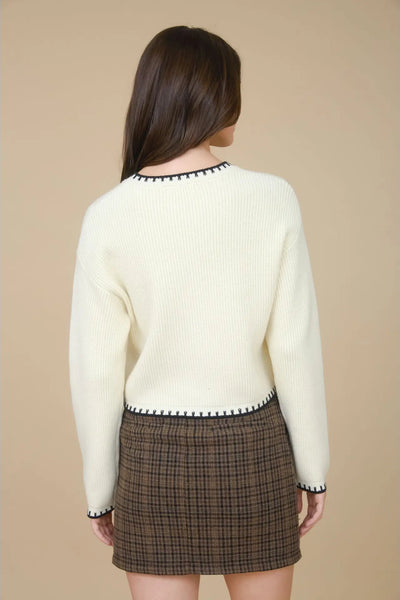 Contrast Stitch Trim Cardigan