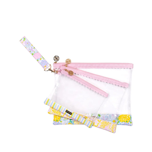Set of baby rattles with colorful designs on a white background
