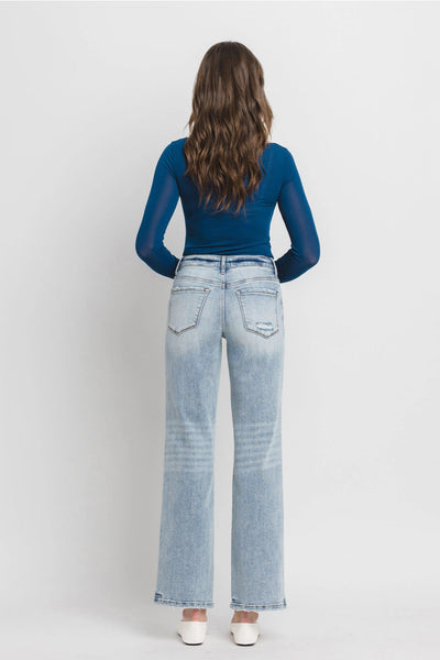 Tummy Control Mid Rise Slim Wide Jeans