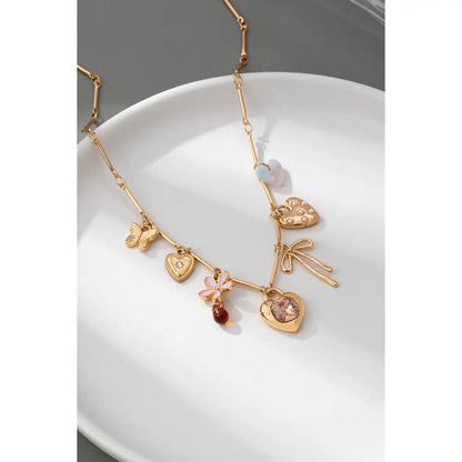 Charm Necklace-Hearts Flower Bow Butterfly