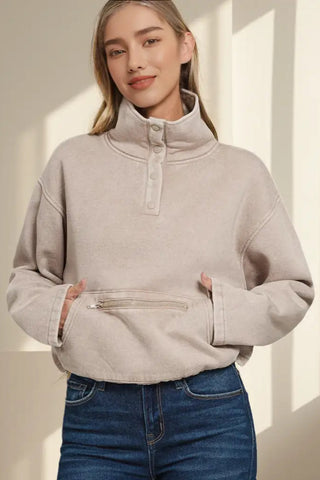 Acid Wash Fleece Pullover