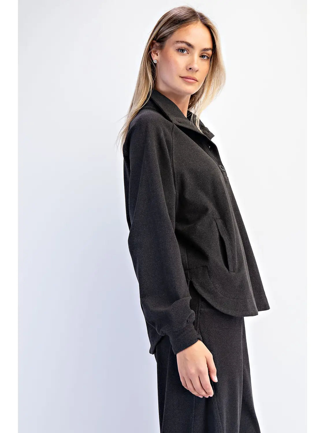 Brushed Rib Button Down Pullover