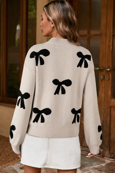 Pearl Embellished Bow Sweater