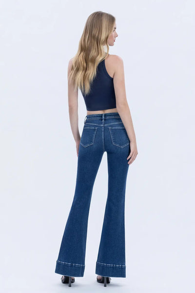 High Rise Welt Pocketed Trouser Hem Flare Jeans