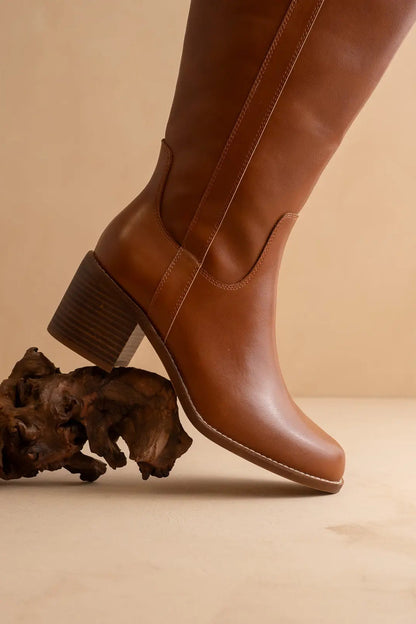 close up of brown riding boot