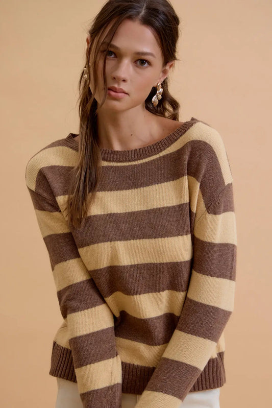 woman in striped sweater