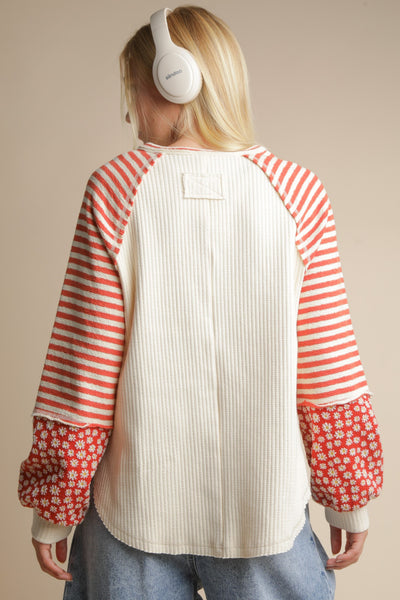 Floral & Stripe Knit Top