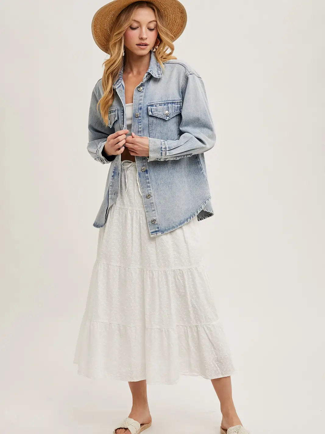 Washed Denim Shirt Jacket