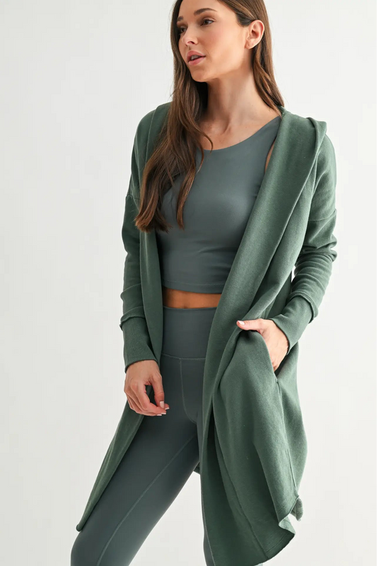 Open Front Longline Hoodie Cardigan