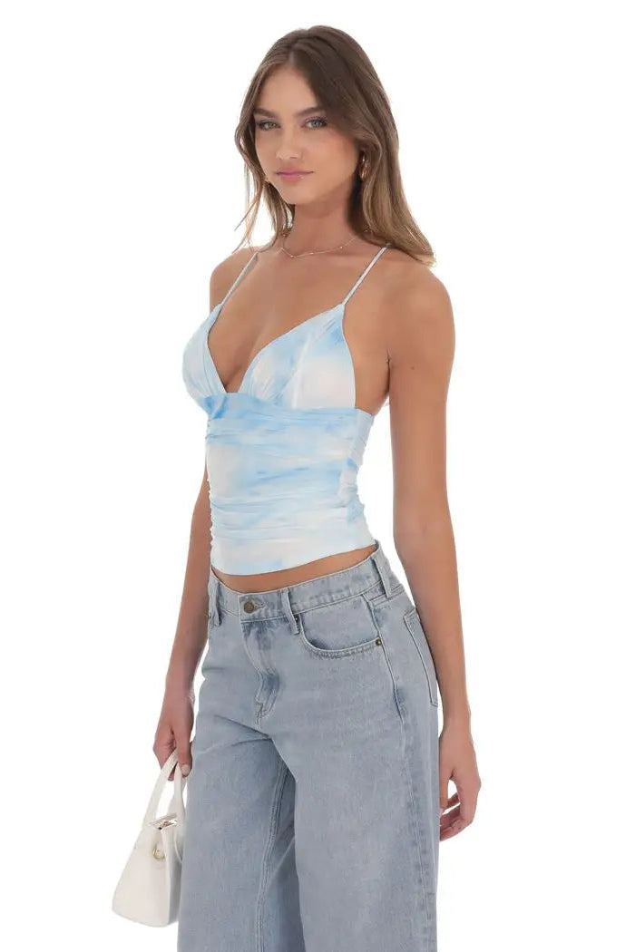 Swirl Mesh V-Neck Top