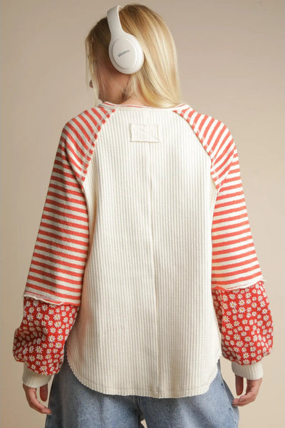 Floral & Stripe Knit Top