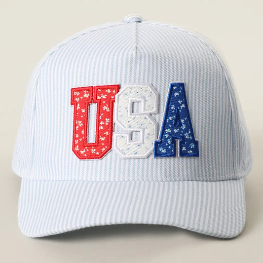 blue hat with usa on the front
