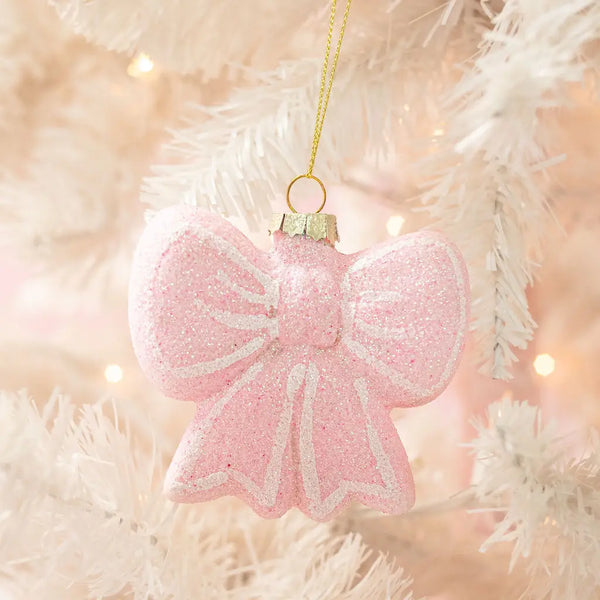 Blush & Sparkle Bow Christmas Ornament