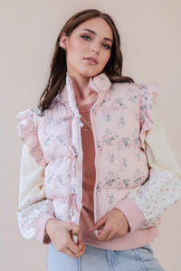 Ruffle Sleeve Puffer Vest