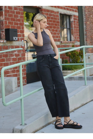 High Rise Ankle Barrel Leg Jeans