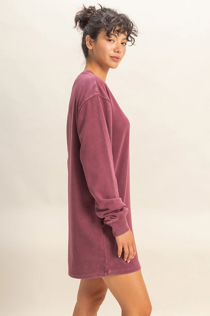 Mineral Washed Oversized Mini Sweatshirt Dress