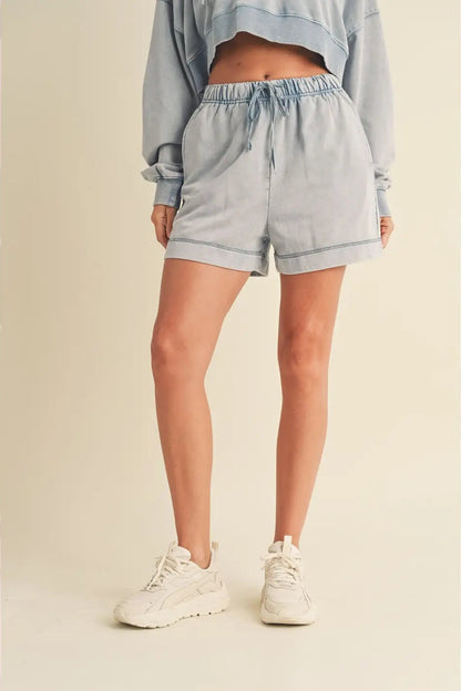 High Waisted Mineral Wash Shorts