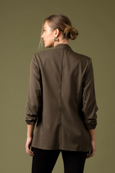 Ruched Sleeve Longline Blazer