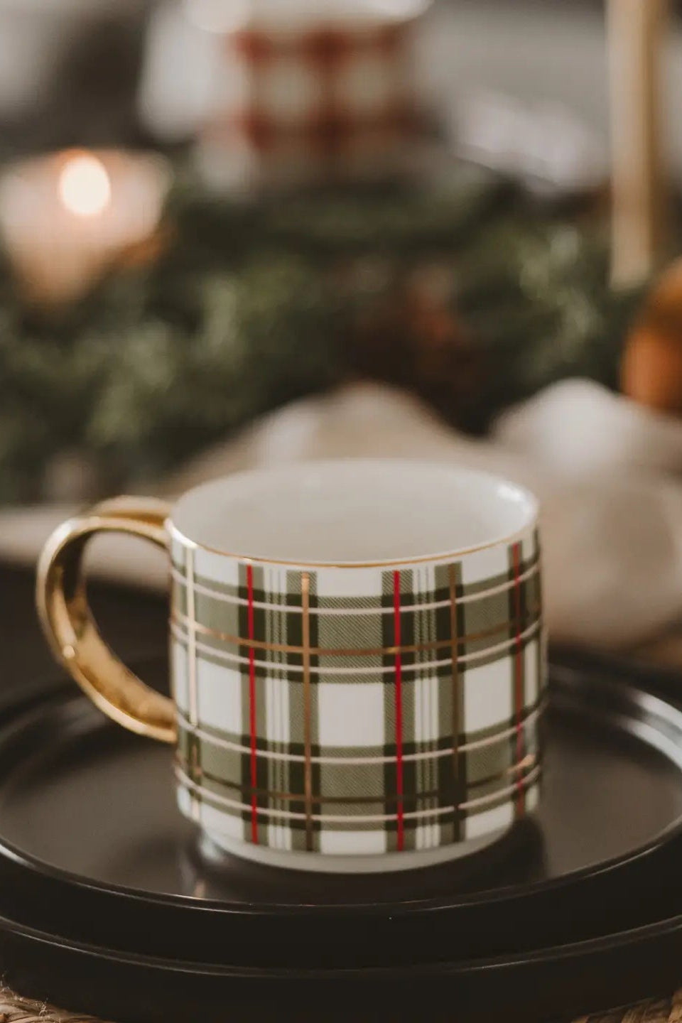 Green Plaid Coffee Mug