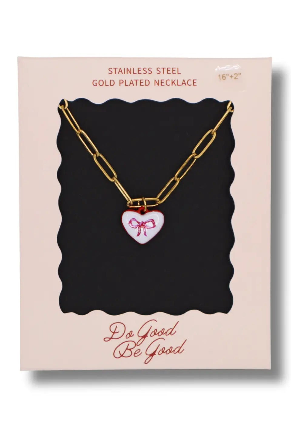 Heart Bow Charm Gold Plated Necklace