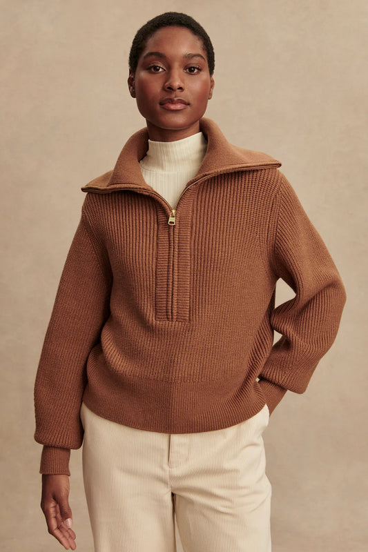 Maura Half-Zip Rib Knit