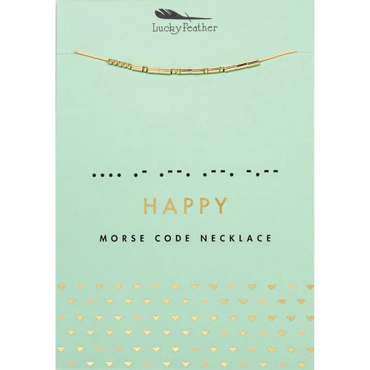 Morse Code Necklace - Gold - Happy