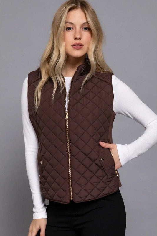 woman in quilted vest
