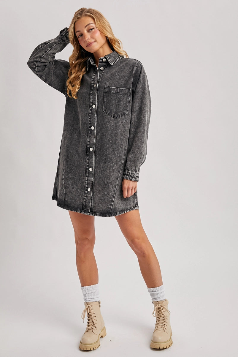 Denim Button Down Shirt Dress