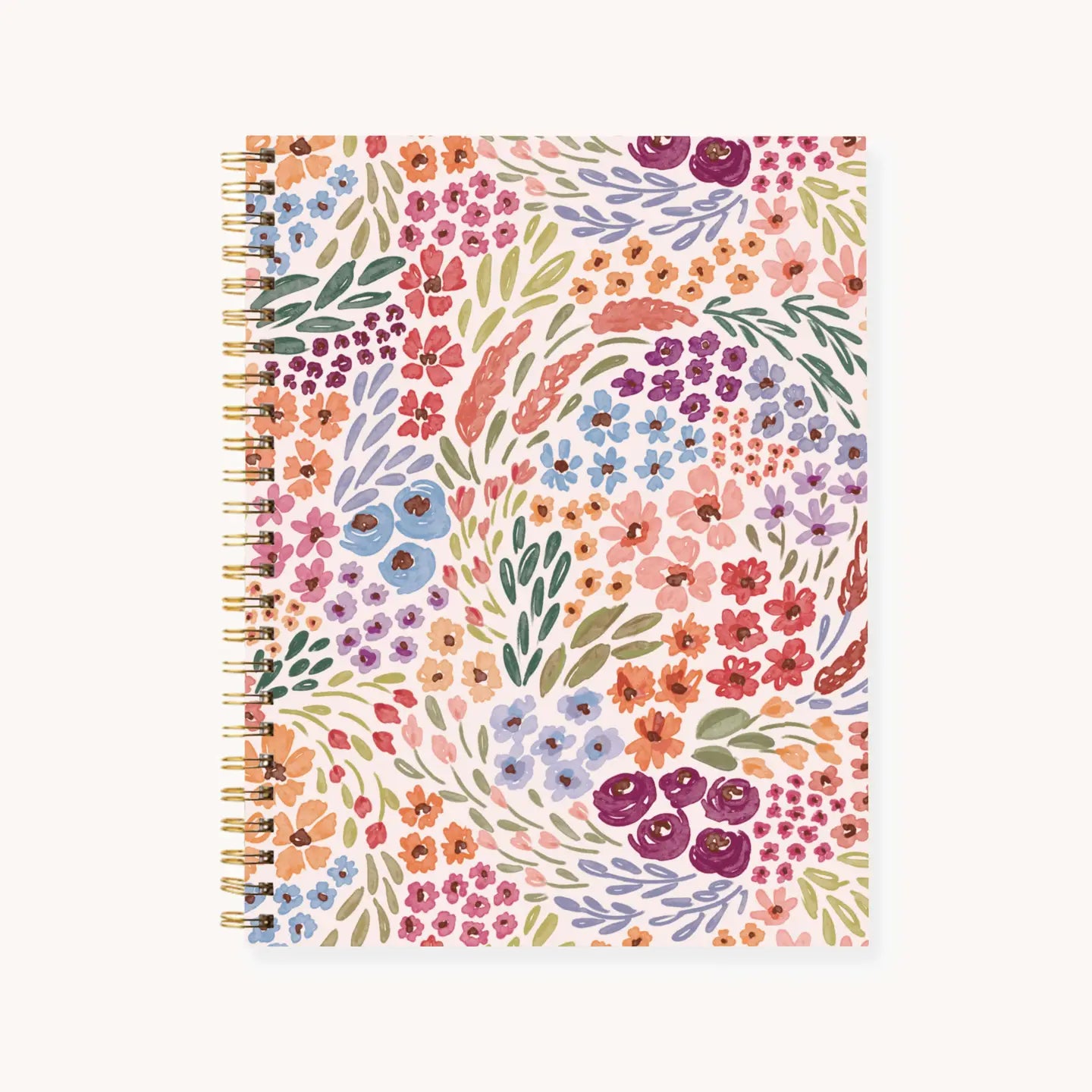 Notebook with a colorful floral pattern on a white background