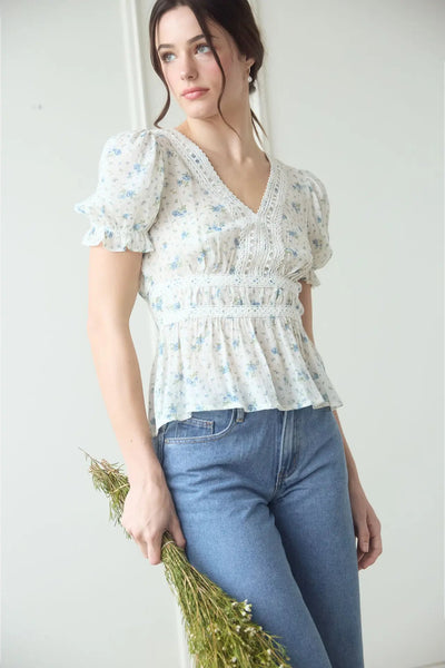 Rosewood Lace Trim Blouse
