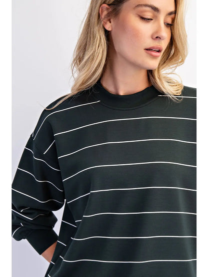 Modal Scuba Stripe Crew Neck Top