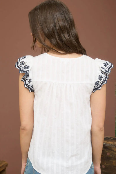 Blossom Sleeve Stripe Blouse