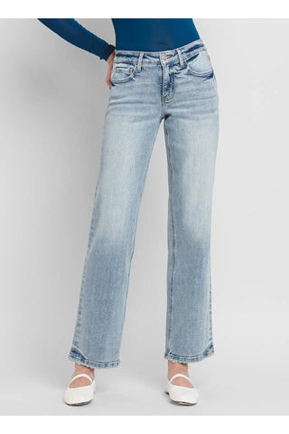 Tummy Control Mid Rise Slim Wide Jeans