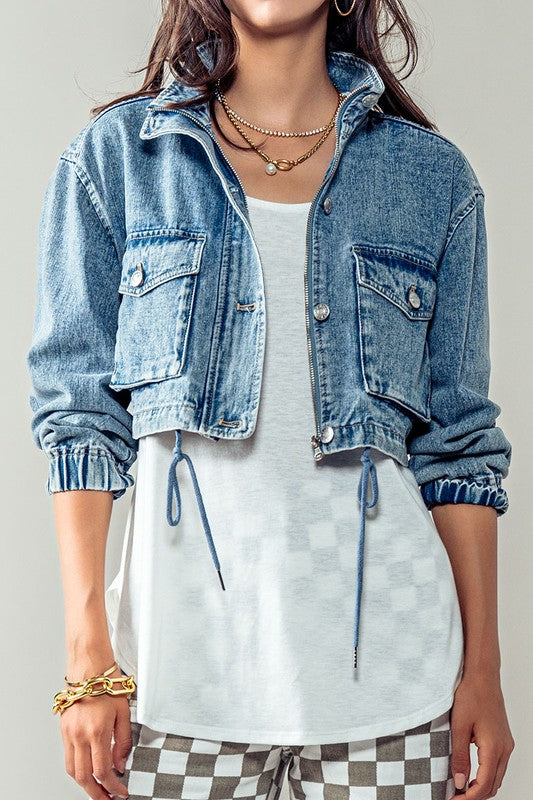 Utility Cropped Denim Jacket