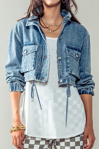 Utility Cropped Denim Jacket