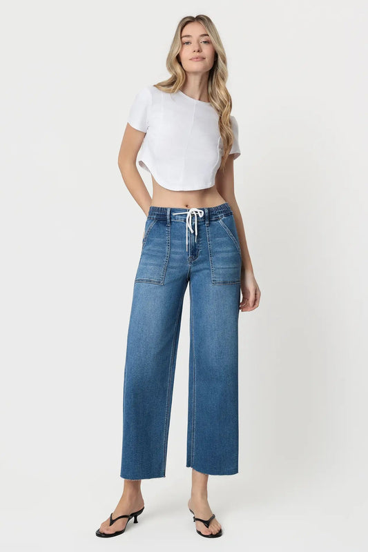 woman in jeans and tee