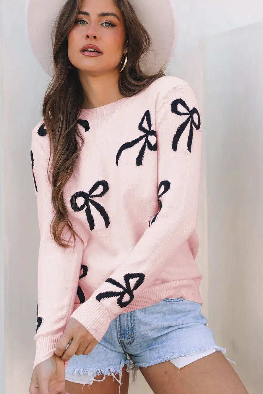 Bow Pattern Knitted Sweater