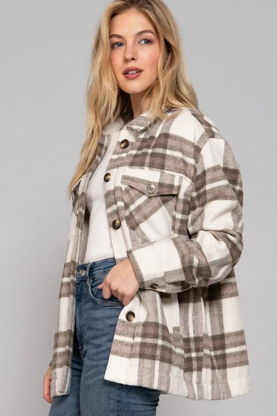 Plaid Jacket with Faux Fur Inside