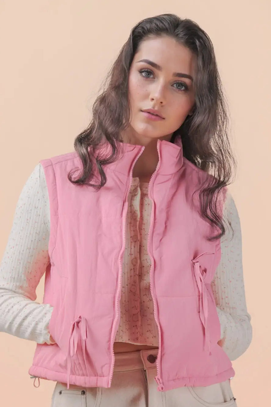 Puffer Vest with Tie Detail