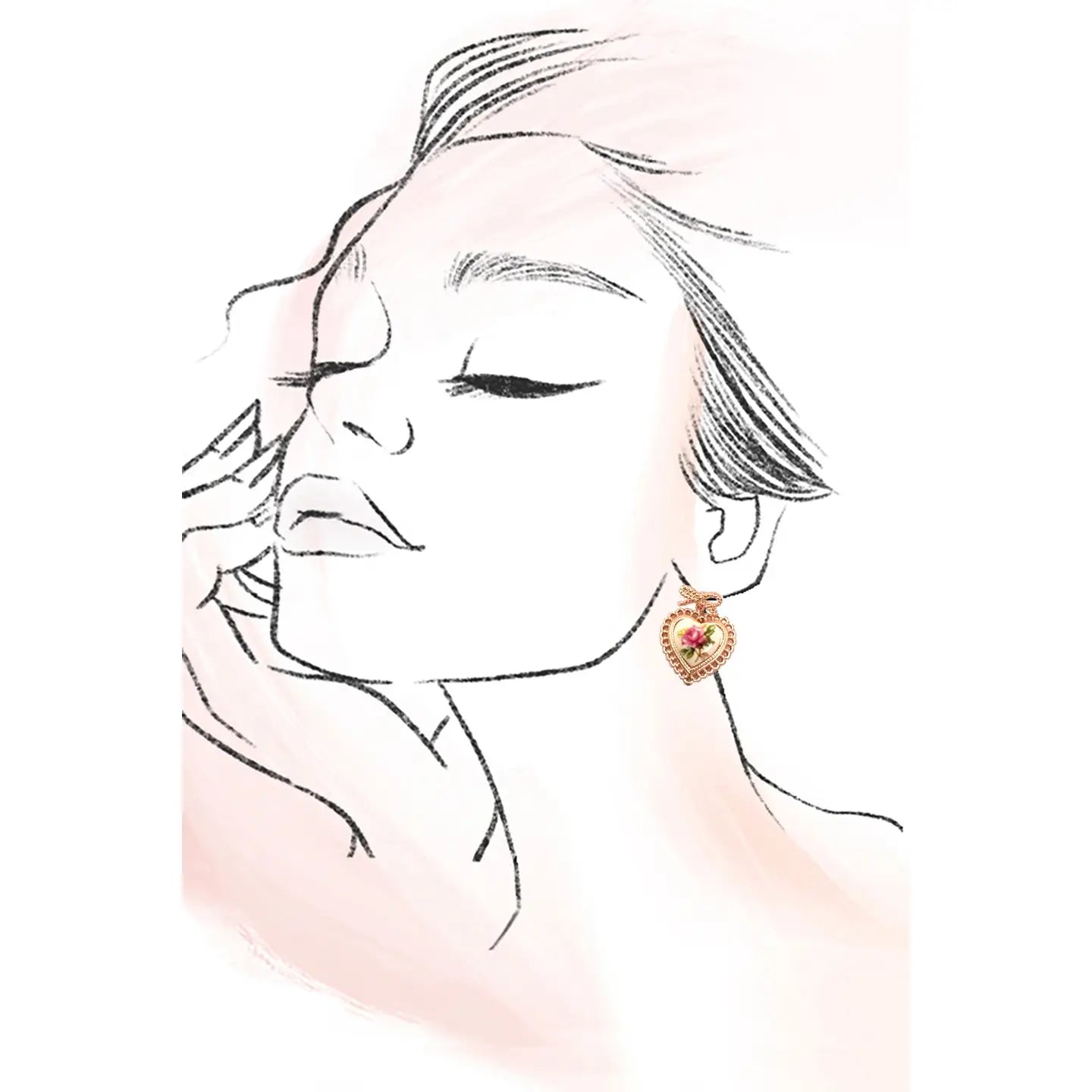 Rose Ceramic Porcelain Bow Drop Earrings