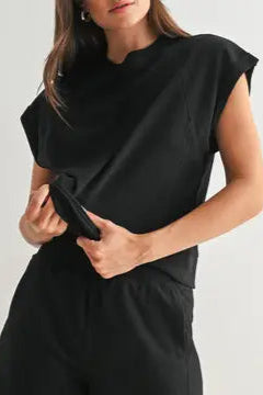 Offset French Terry Cap Sleeve Top
