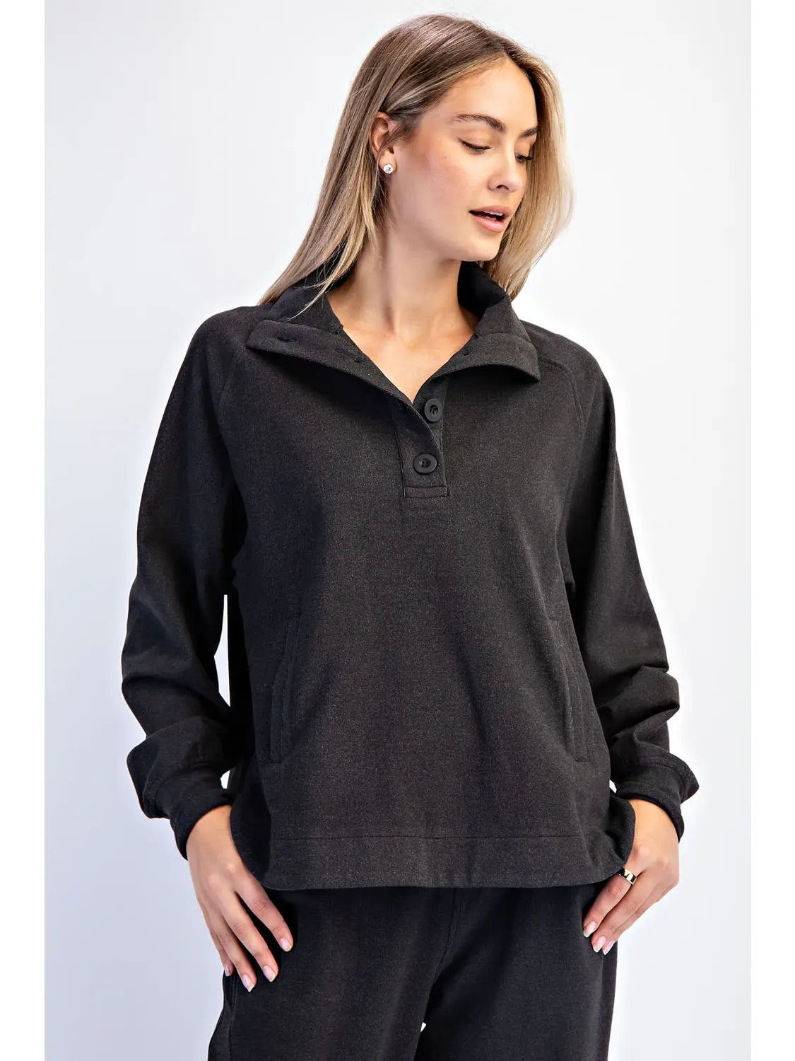 Brushed Rib Button Down Pullover