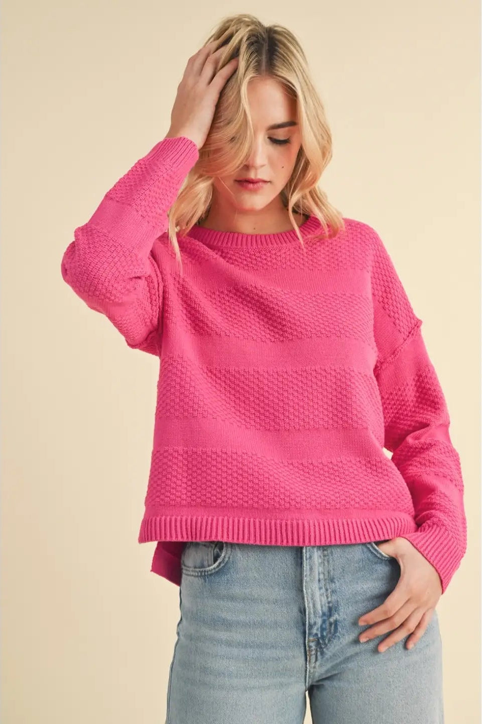 Multi-Textured Hi-Low Sweater