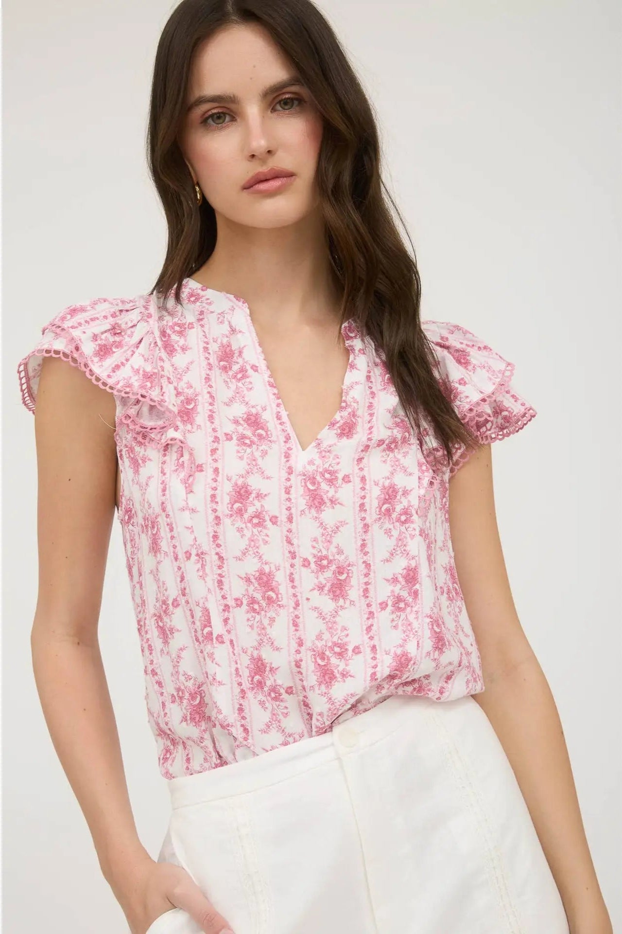 Petal Stripe Ruffle Top