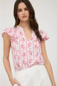 Petal Stripe Ruffle Top
