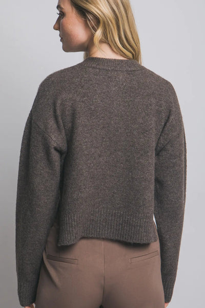 Crew Neck Button Cardigan