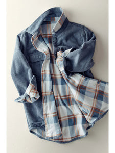Plaid Lined Corduroy Flannel Shacket